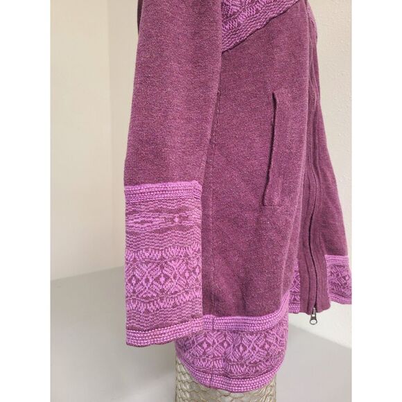 Athleta Zip Up Scandinavian Nordic Hoodie SMALL Purple Wool Blend Pockets S Warm - Picture 3 of 8
